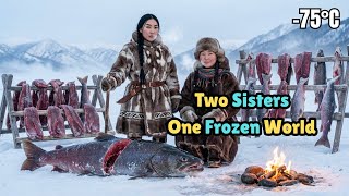Daily Routine of Two Siberian Sisters | Fishing, Frozen Meals & Arctic Living ❄️👭