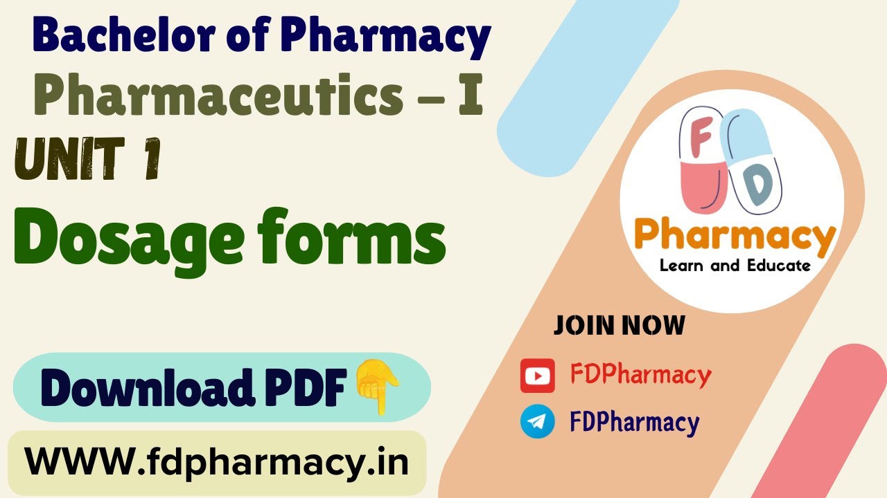 Unit 1 Dosage forms Notes | Pharmaceutics - I Notes | Bachelor of Pharmacy PDF Notes