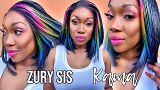 🌈THIS RAINBOW WIG 🤯😍!  Zury Sis KAMA FFT TIEDYE WIG Prime Human Hair Blend HD 13X4 Lace Front Wig