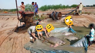How to make fishing farm | how to harvest fish | old Diesel engine watering
