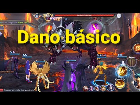 Dano básico no boss da legião utilizando Thanatos. Saint Seiya Awakening PVE.