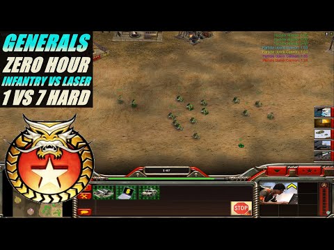 C&C Generals Zero Hour 1 vs 7 Hard armies  CHINA Infantry VS USA Laser ( Twilight Flame )
