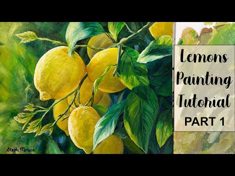How to Paint Lemons, Part 1 Acrylic Painting Tutorial IN REAL TIME
