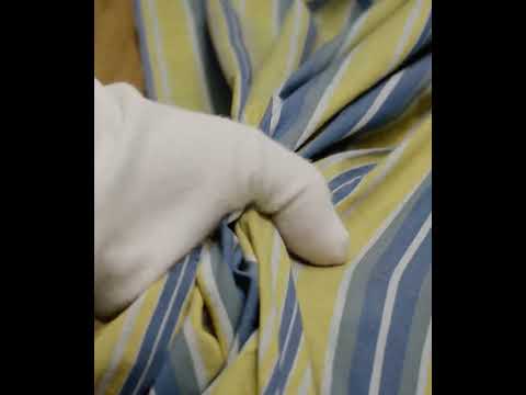 Stripe Yellow & Blue Pure Cotton 97 GSM Handwoven Fabric 213 — video