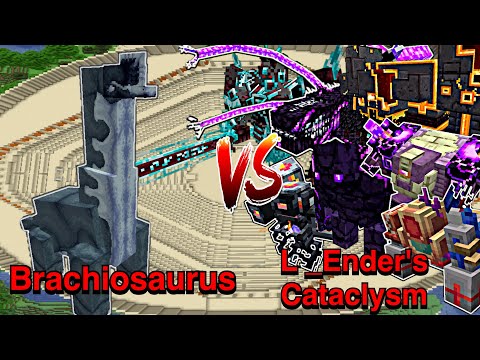 Minecraft |Mobs Battle|  Brachiosaurus (Unusual Prehistory) VS L_Ender 's Cataclysm