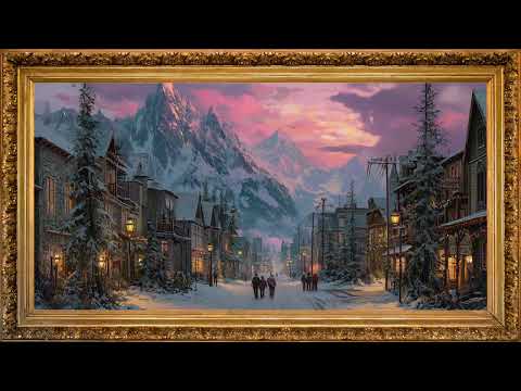 Winter tv screensaver night | Winter wonderland background with jazz music 4K