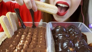 ASMR CHOCOLATE PROFITEROLES & Tiramisu Cake (SOFT Eating Sounds) No Talking