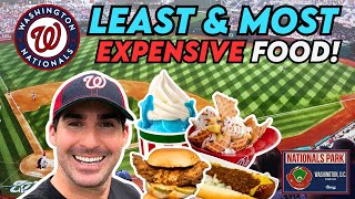 MLB Food Challenge Cheapest vs  Most Expensive Food at Nationals Park!
