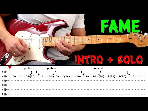 FAME - Guitar intro & solo lesson with tabs (fast & slow) - Irene Cara short version