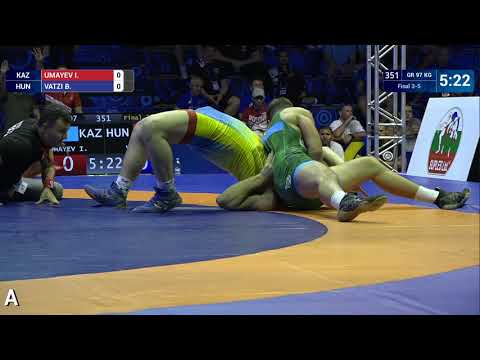 BRONZE GR - 97 kg: I. UMAYEV (KAZ) v. B. VATZI (HUN)