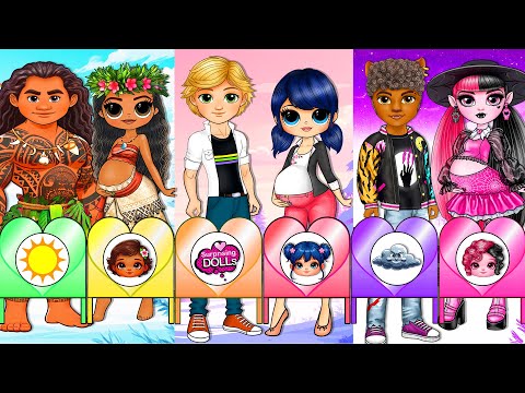 Marinette, Moana, Draculaura get Frozen Princess Dress up  | SurprisingDolls Best Paper DIY