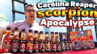 #carolinareaper, скорпион, аппокалипсис очень острые соусы и самые лайтовые, от компании и бара ТАП, острое ТРИО пришло на обзор, но не триО, а шестнадцать соусов! ОСТРОЕ ТРИО ТАП Каролина Рипер, Лава, Скорпион! 
ОГРОМНЫЙ Сет очень