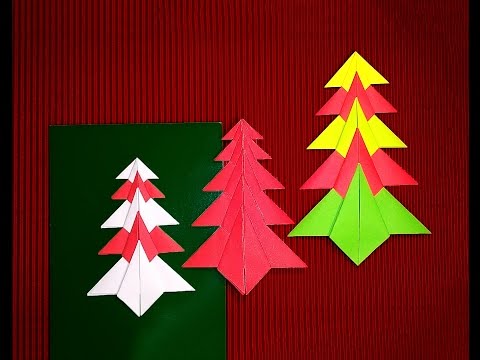 Easy Origami Christmas tree. Paper Christmas tree. Christmas card decoration