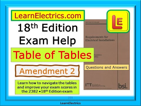 18th EDITION – AMENDMENT 2 - EXAM HELP - TABLE OF TABLES – QUESTIONS AND ANSWERS – BETTER RESULTS
