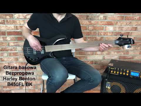 Gitara basowa bezprogowa Harley Benton B450FL BK