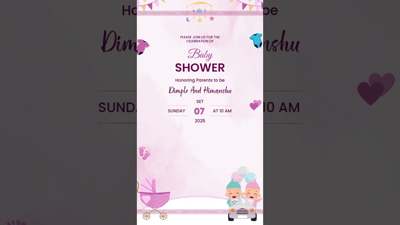 Pink Floral Baby Girl Shower Invitation