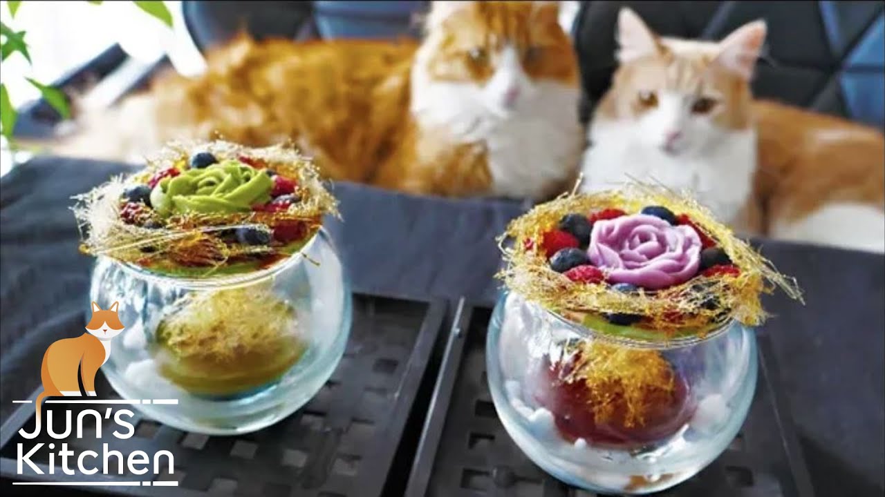 自家製ヨーグルトのブルーベリー&抹茶グラスチーズケーキ