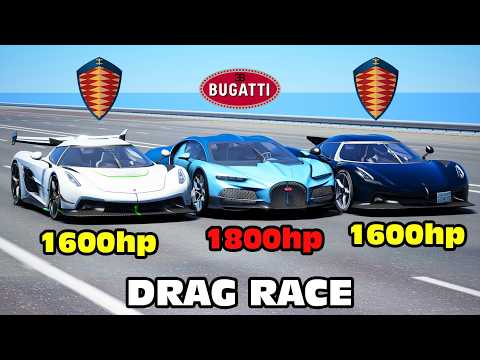 1800HP Bugatti Tourbillion vs Koenigsegg Absolut vs Koenigsegg Jesko DRAG RACE