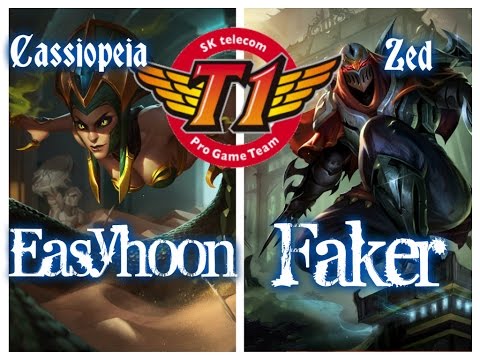 SKT T1 Easyhoon CASSIOPEIA vs SKT T1 Faker ZED Mid - League of Legends Ranked Korean