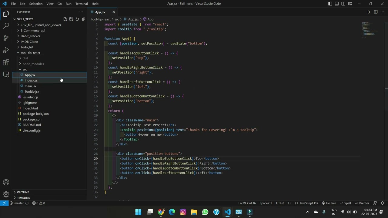 Tooltip React Project For skill test