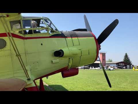Antonov AN-2 engine startup - birds nest being thrown out of the exhaust
