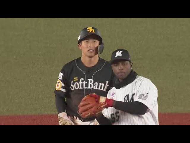 【10回表】ホークス・野村勇 プロ初盗塁を記録する!! 2022年3月29日 千葉ロッテマリーンズ 対 福岡ソフトバンクホークス