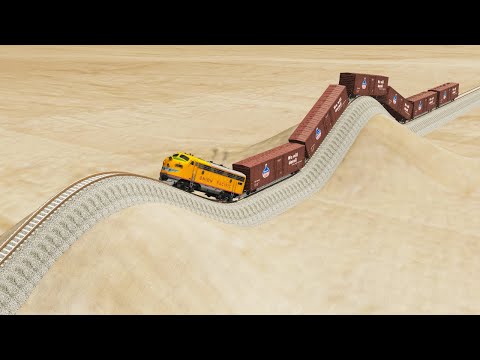 Impossible Double Speed Bump Rail Tracks Vs Trains Crossing - BeamNG.Drive