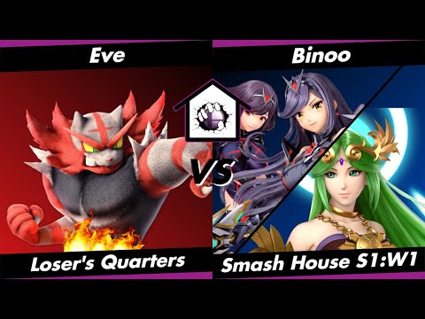 Smash House S1:W1 LQF - Eve (Incineroar) vs. Binoo (Pyra/Palutena)