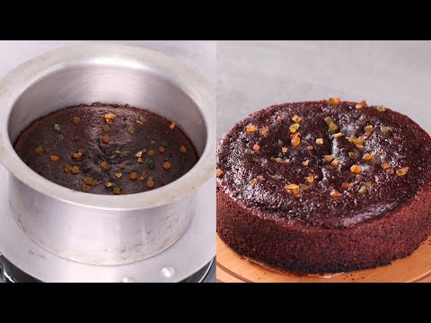 CHOCOLATE SUJI FRUITS CAKE IN SAUCE PAN | EGGLESS CHOCOLATE SUJI CAKE | LOCKDOWN CAKE | N'OVEN FOODS