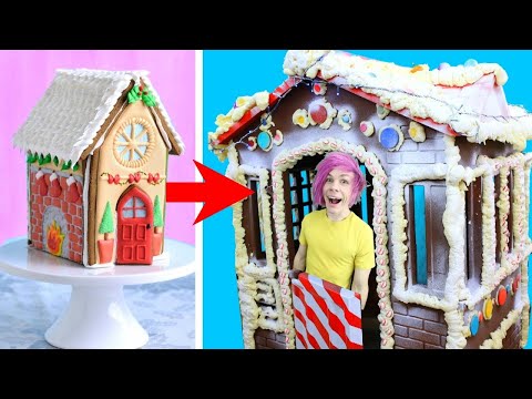 Robby Tries TikTok Life hacks to see if they work- Life Sized DIY Gingerbread house