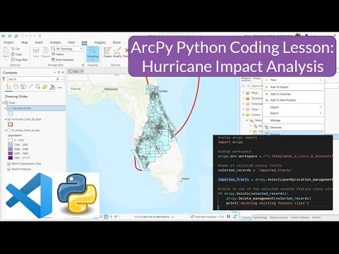 Arcpy Python Coding Lesson Hurricane Impact Analysis Gis Map Python Disaster