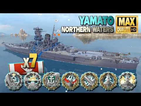 Battleship Yamato: 7 medals on map Northern Waters - World of Warships
