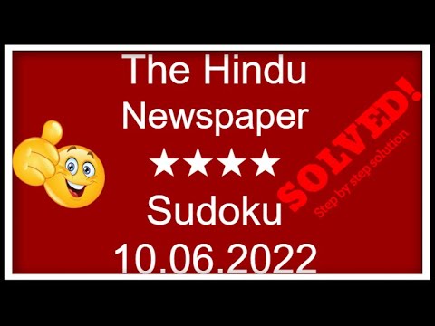 🔊How to Solve The Hindu Sudoku 4 Star | Step by Step Solution | 10.06.2022|  Level ★★★★