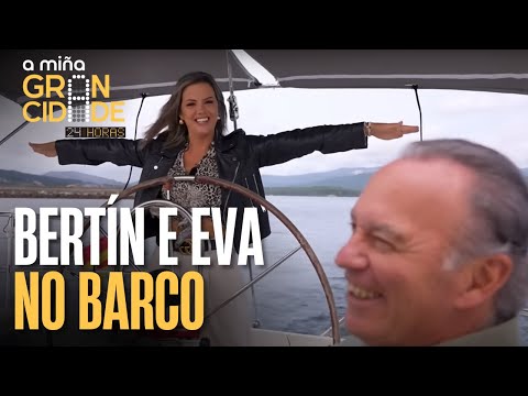 BERTÍN OSBORNE monta nun barco con EVA IGLESIAS en RIANXO