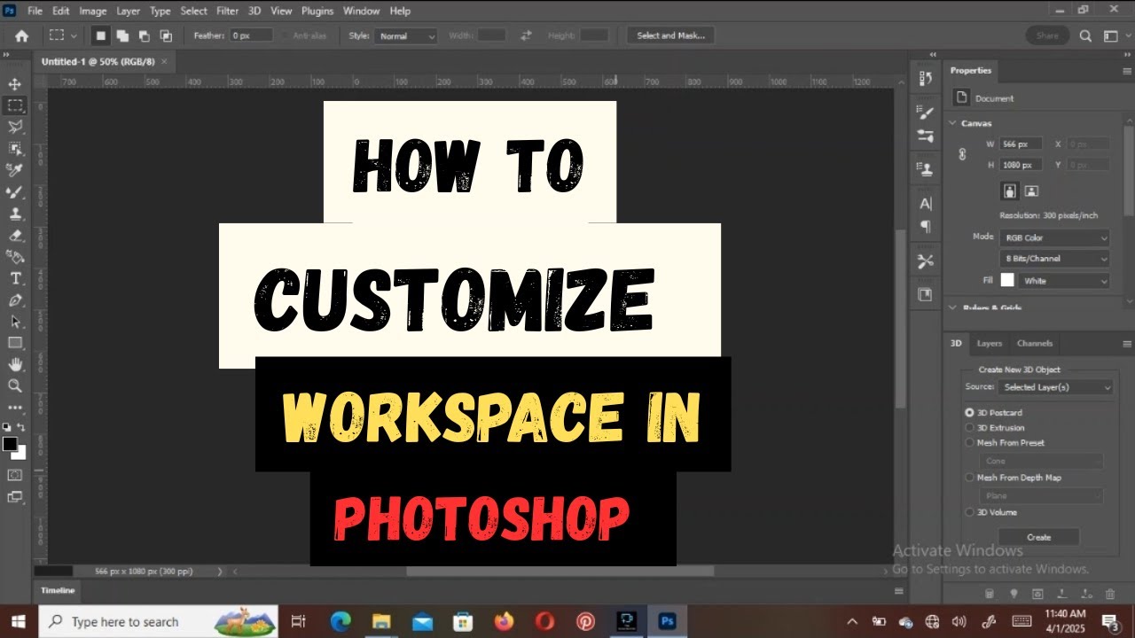 How To Customize Workspace In Photoshop | Create Custom Workspace (2025)-Easy guide