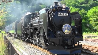 preview picture of video '釜石線 C58239 SL銀河 釜石駅の転車台2本撮り Turntable Steam Locomotive'