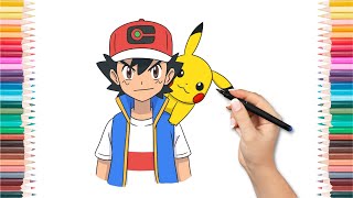 Como Desenhar o ASH e o PIKACHU de Pokemón Passo a Passo
