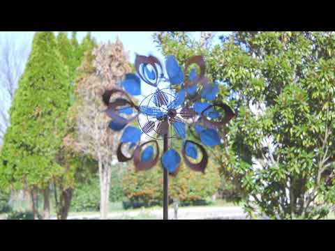 75"H Wind Spinner, Copper and Verdigris Lotus Petals (47M3750)
