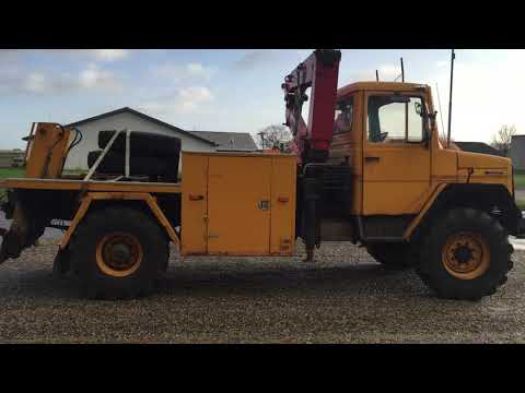 IVECO MAGIRUS 130D12 salvage truck with powerful wire pull and crane.