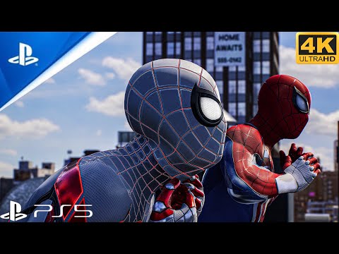 Advanced suits duo Vs Sandman boss fight 4K realistic graphics Ps5 Slim Bishop