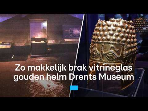 Vitrine gouden helm te zwak voor klappen met voorhamer | RTL Nieuws