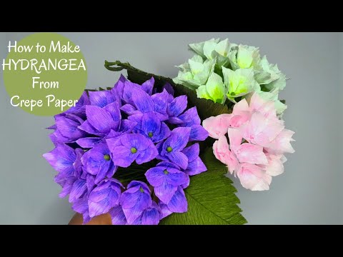 How To Make Hydrangea flower From Crepe - Paper Flower Tutorials |Hand Made| DIY - Easy