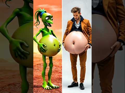 Dame Tu Cosita Green Alien Popoy & Michael Rodriguez Tummy Turn Into 😱 #shorts #dametucosita