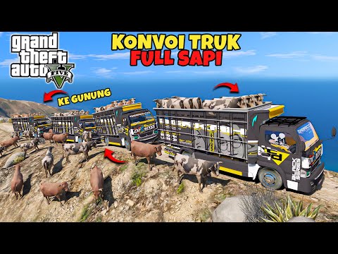 Konvoi Truk Full Sapi Ke Atas Gunung Tertinggi GTA 5 - GTA 5 MOD