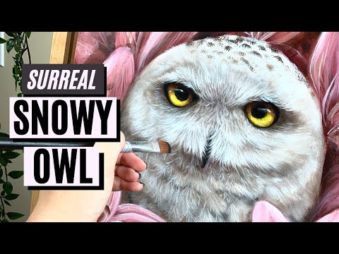 Painting a Surreal SNOWY OWL With Lilies