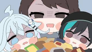 【手描き】イベント後の楽屋でマネージャーたちから、大量のお菓子を押し付けられる水宮枢と輪堂千速【ホロライブ切り抜き】【Eng Sub】