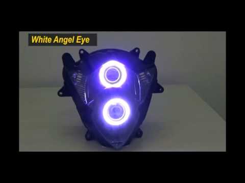 Suzuki GSXR 1000 Headlight- Projector 55 Watt Bi-Xenon HID Demon-Angel Eyes-05-06