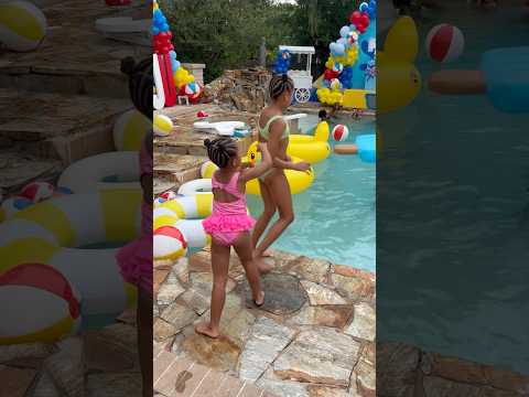 Dad catches daughter pushing big sister in the pool #shorts