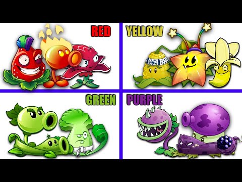 PVZ 2 - 4 Color Team RED x YELLOW x GREEN x PURPLE - Which Team Plants is Best?