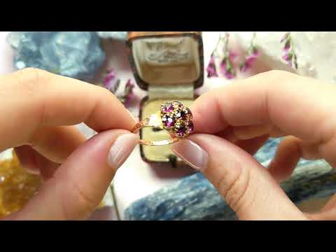 Georgian 9ct Gold Garnet Cluster Ring c.1817 #2565
